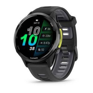 Forerunner® 970 Carbon Gray DLC Titanium with Black Case and Black/Translucent Whitestone Band